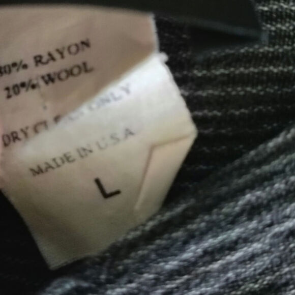 Eileen Fisher Striped Wool Blend Top Charcoal Womens Size Large - Picture 4 of 4